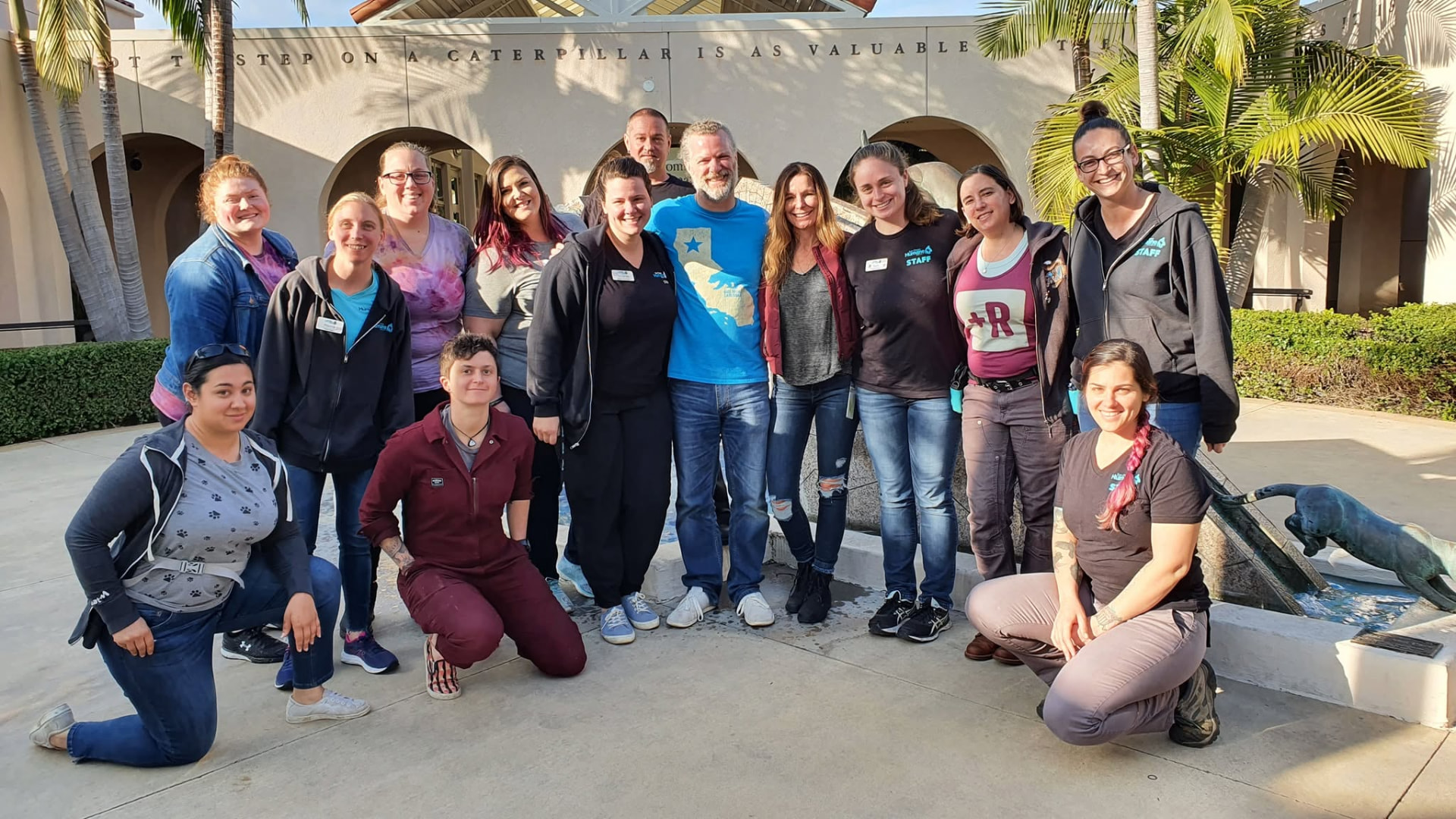 John McGuigan with a rescue centre staff team after a behaviour training day